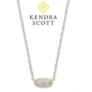 NWOT Kendra Scott Grayson White Crystal Rhodium Pendant Necklace